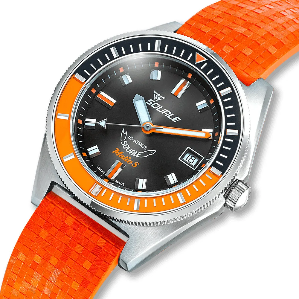 Squale Matic S Orange Mosaic Rubber Watch sold by Jura Watches product image thumbnail 4