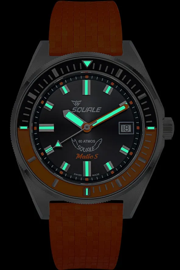 Squale Matic S Orange Mosaic Rubber Watch sold by Jura Watches product image thumbnail 2