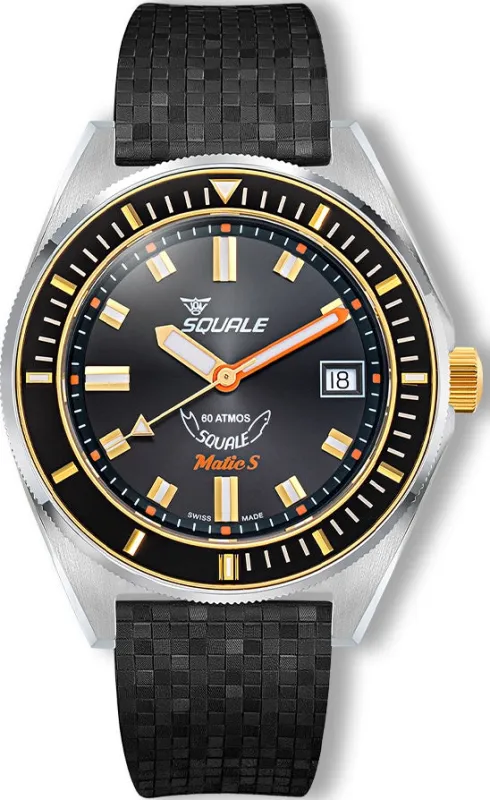 Squale Matic S Two Tone Mosaic Rubber Watch made by Jura Watches