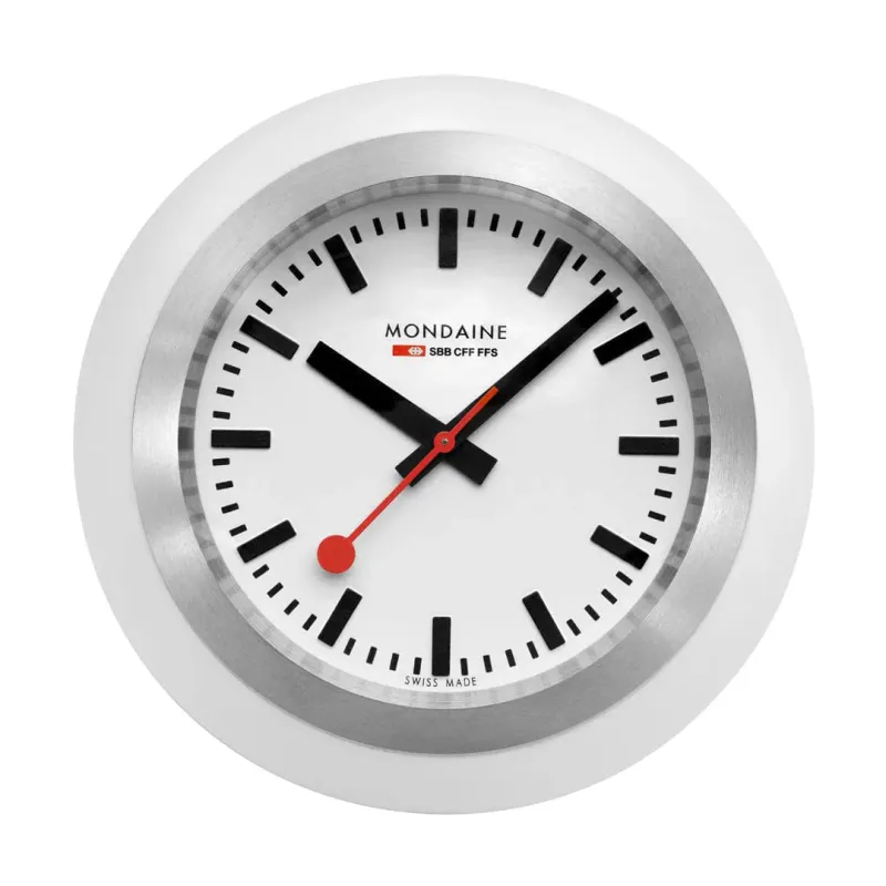 Mondaine White Table Clock made by Mondaine