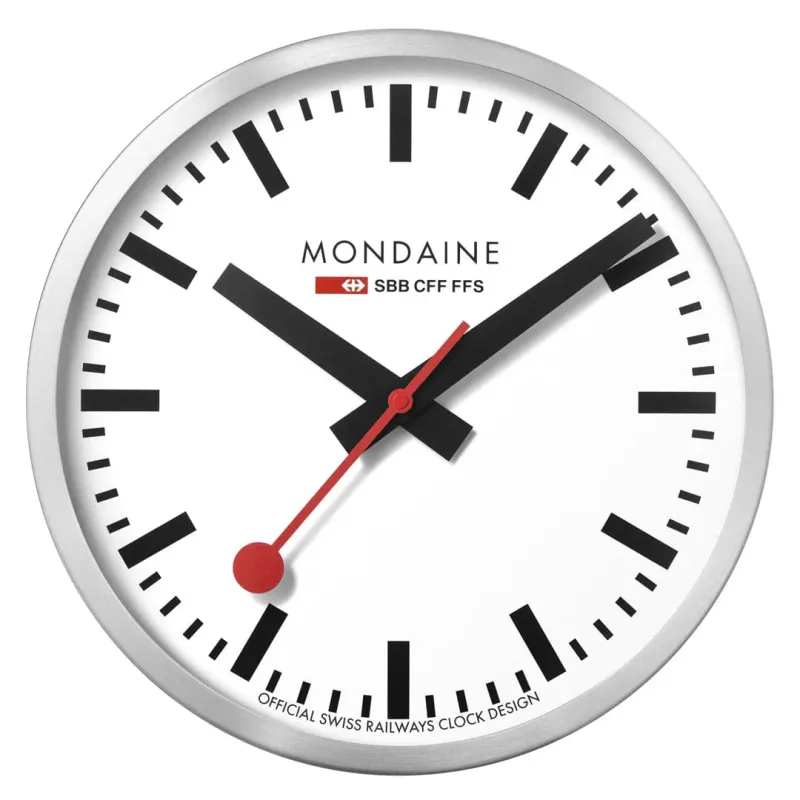 Mondaine Silver Wall Clock made by Mondaine
