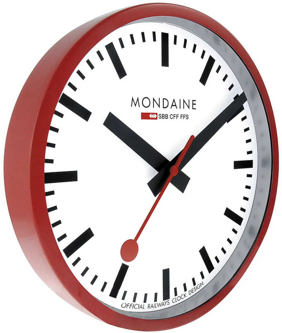 Mondaine Clock Wall Red Frame 25cm Watch sold by Jura Watches product image thumbnail 3