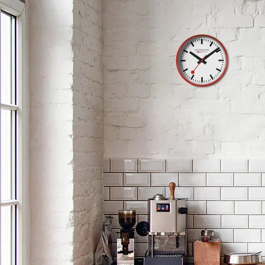 Mondaine Clock Wall Red Frame 25cm Watch sold by Jura Watches product image thumbnail 2