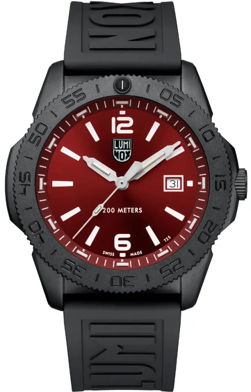 Luminox Pacific Diver Black Steel Red Watch made by Jura Watches