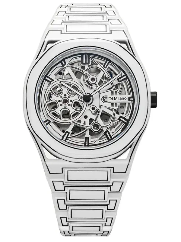 D1 Milano White Sketch Skeleton Watch made by Jura Watches