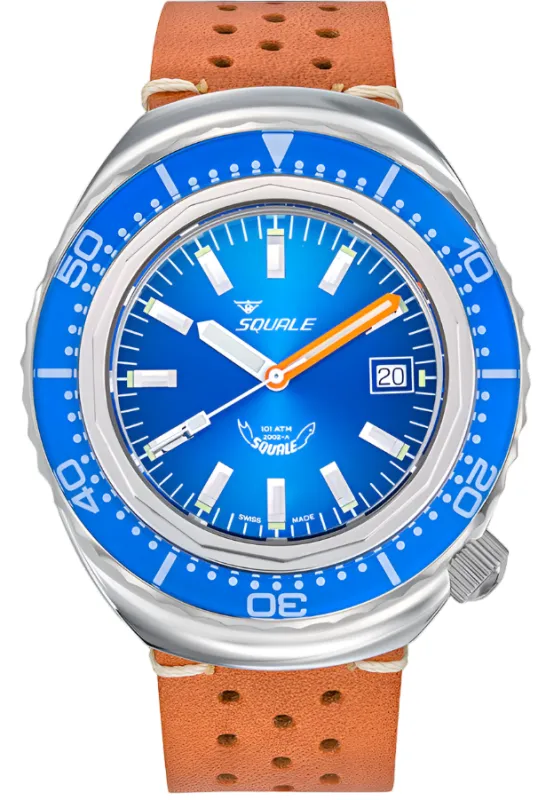 Squale 2002 Blue Leather Watch made by Jura Watches
