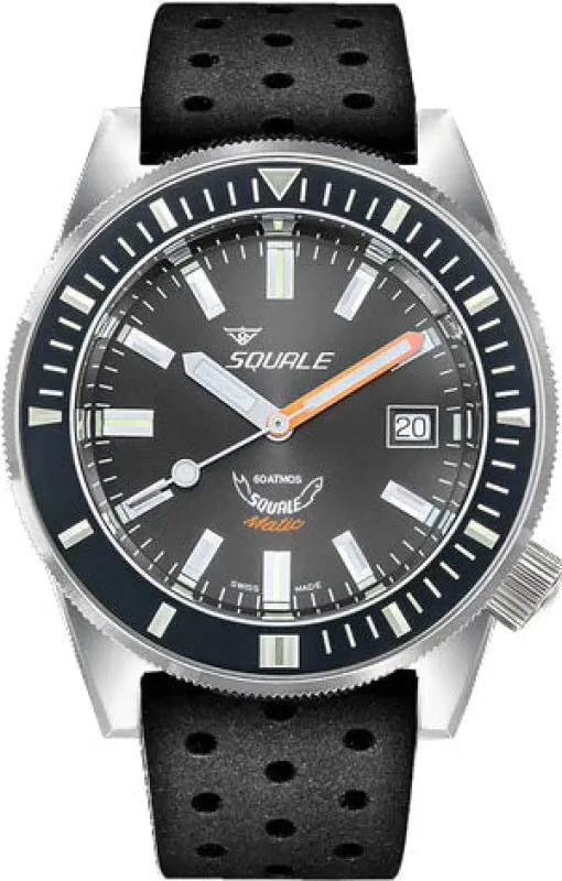 Squale Matic Grey Rubber Watch made by Jura Watches