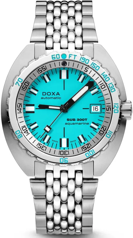 Doxa Sub 300T Aquamarine Bracelet Watch made by Jura Watches