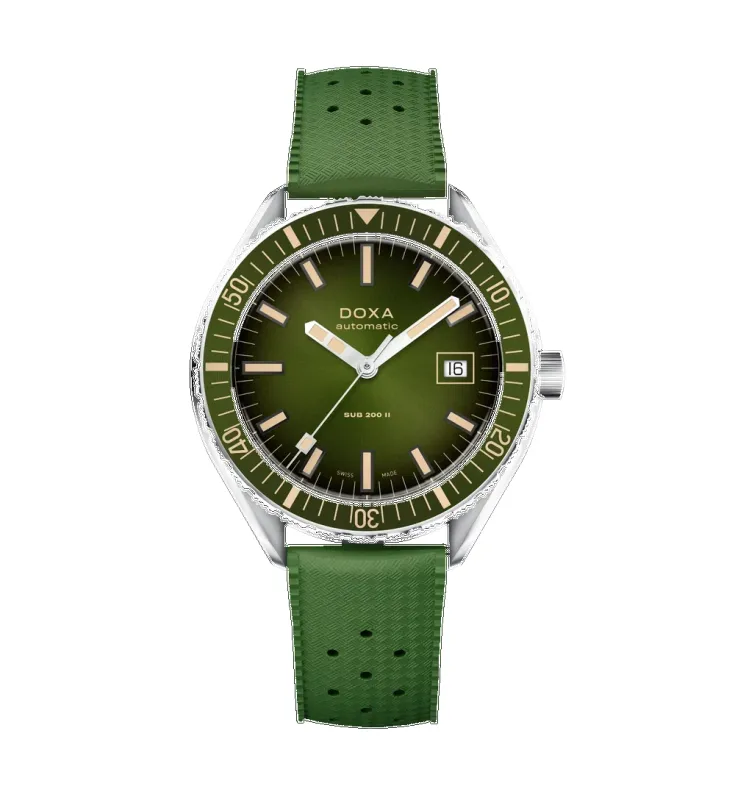 Doxa Sub 200 II Sea Emerald Rubber Strap  Watch made by Jura Watches