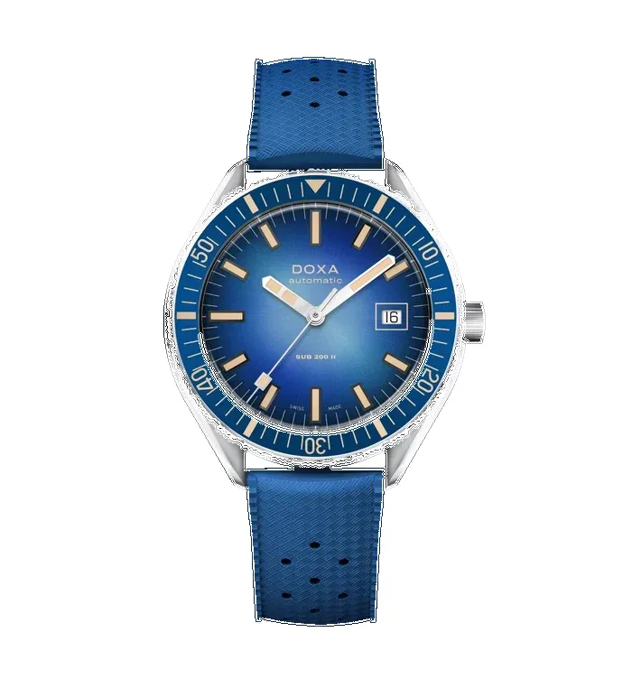 Doxa Sub 200 II Caribbean Blue Rubber Strap Watch sold by Jura Watches