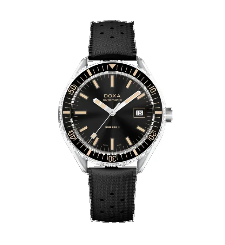 Doxa Sub 200 II Sharkhunter Black Rubber Strap Watch made by Jura Watches