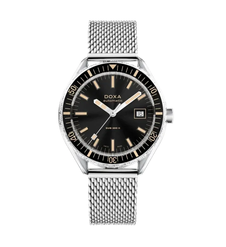 Doxa Sub 200 II Sharkhunter Black Bezel Bracelet Watch made by Jura Watches