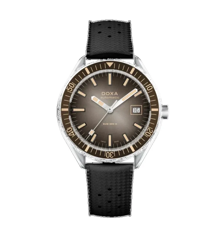 Doxa Sub 200 II Sharkhunter Vintage Grey Bezel Rubber Strap Watch made by Jura Watches