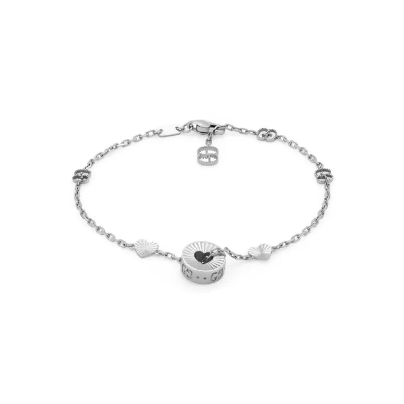 Gucci Icon 18ct White Gold Open Heart Chain Bracelet sold by Jura Watches