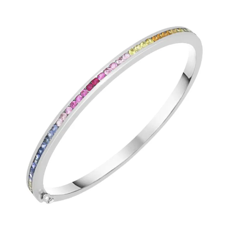 18ct White Gold 1.76ct Rainbow Sapphire Bangle made by Jura Watches