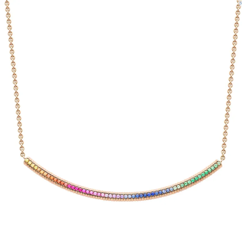Faberge Colours of Love Cosmic Curve 18ct Rose Gold Rainbow Fluted Choker Necklace sold by Jura Watches