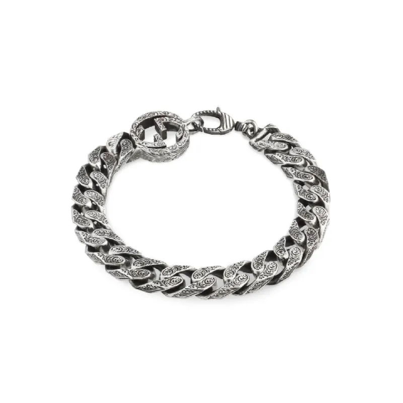 Gucci Interlocking Sterling Silver Engraved Chain Bracelet sold by Jura Watches