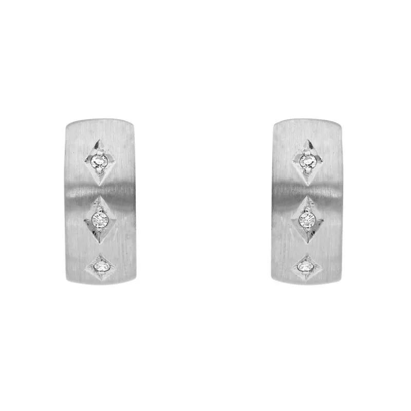 18ct White Gold Diamond Satin Finish Hoop Earrings D sold by Jura Watches