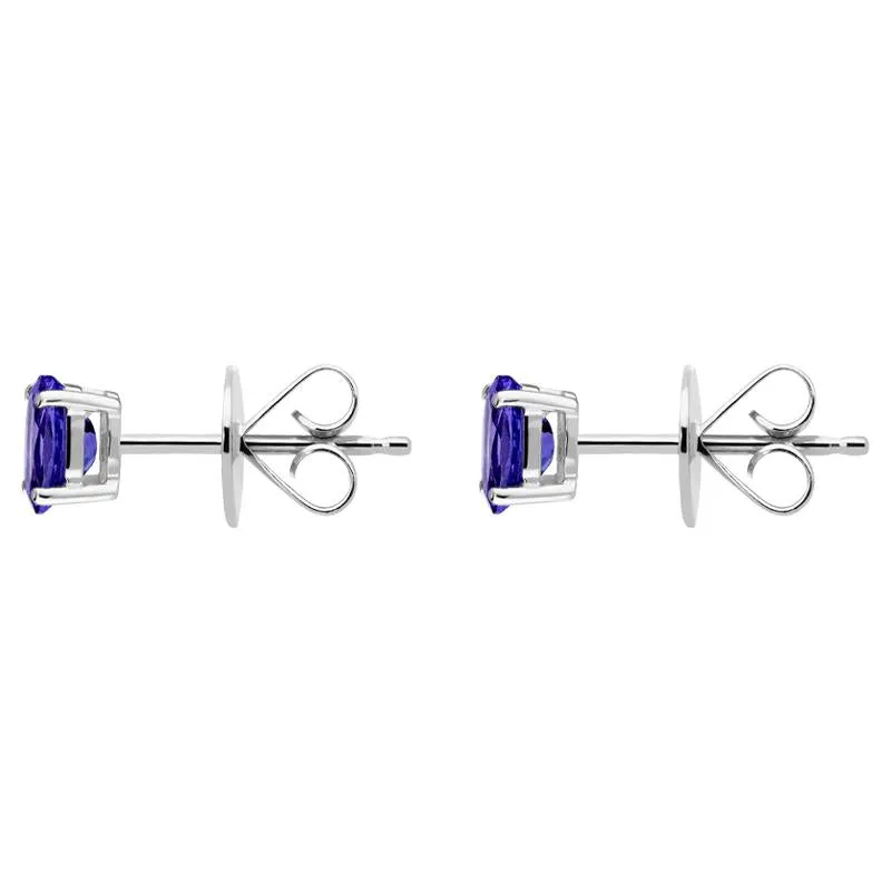 18ct White Gold 0.95ct Tanzanite Oval Cut Stud Earrings sold by Jura Watches product image thumbnail 2