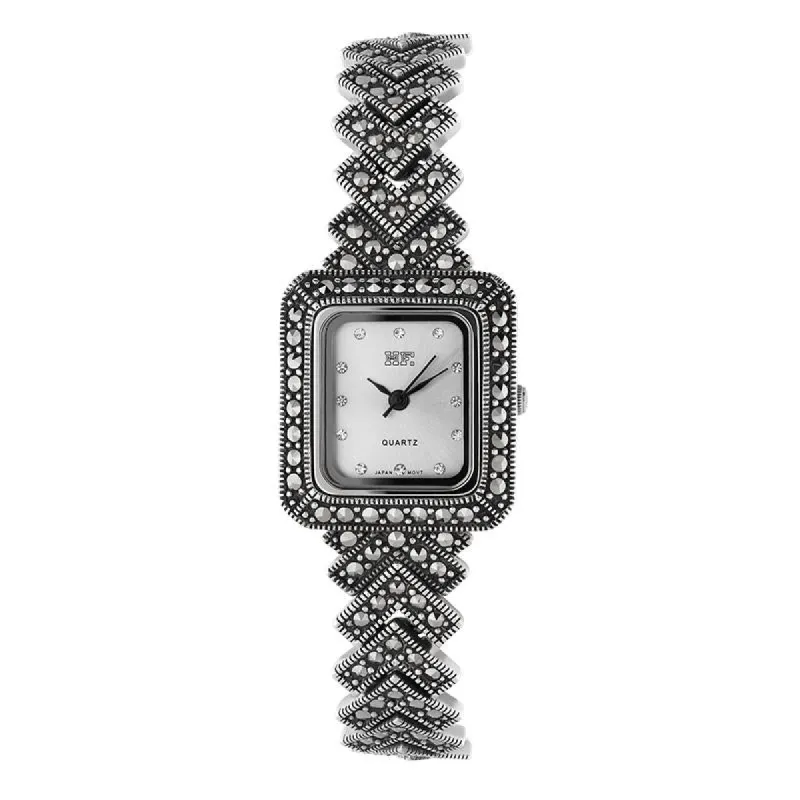 Sterling Silver Marcasite Oblong Bracelet Watch sold by Jura Watches