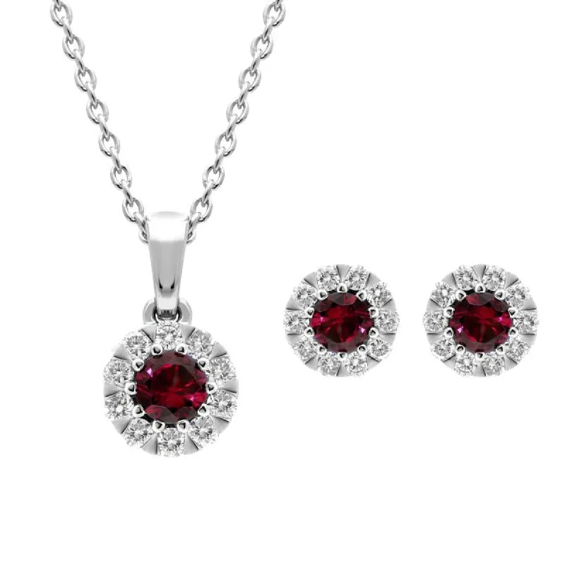 18ct White Gold Ruby Diamond Two Piece Gift Set sold by Jura Watches