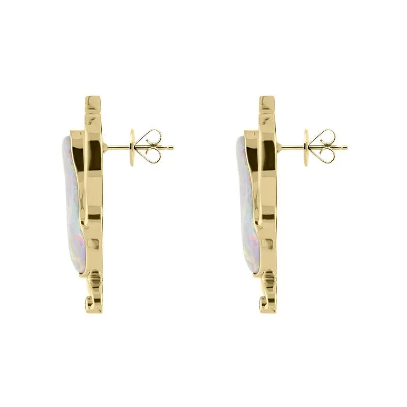 18ct Yellow Gold Opal 0.06ct Diamond Unique Wavy Earrings sold by Jura Watches product image thumbnail 2