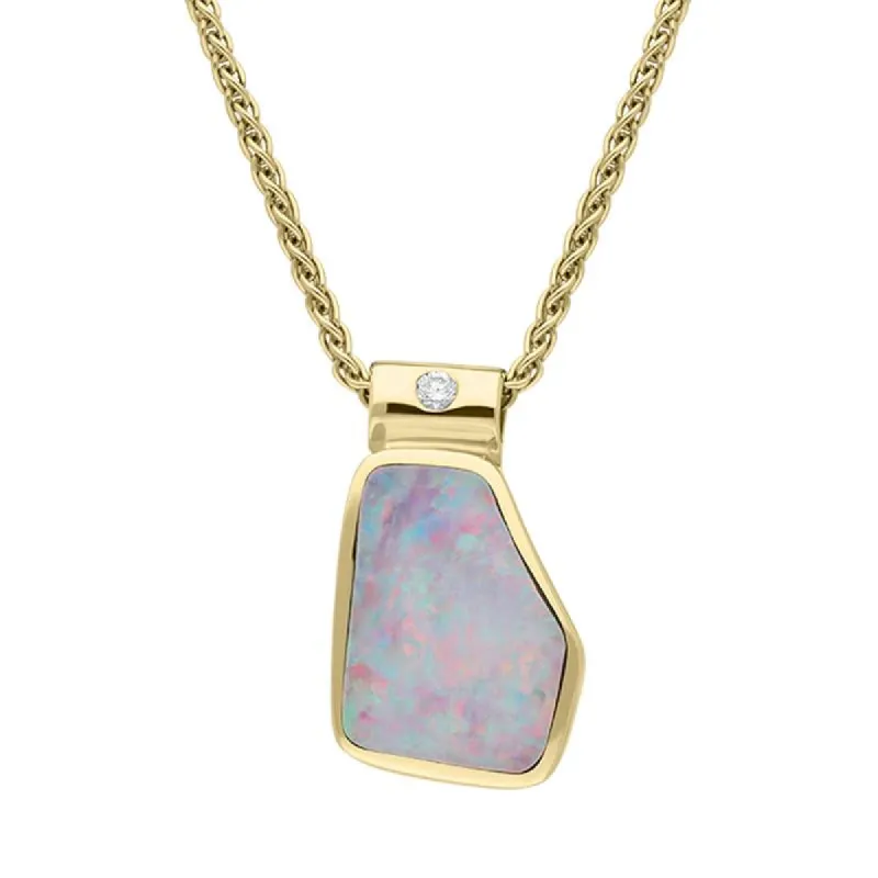 18ct Yellow Gold Opal Diamond Unique Necklace D sold by Jura Watches