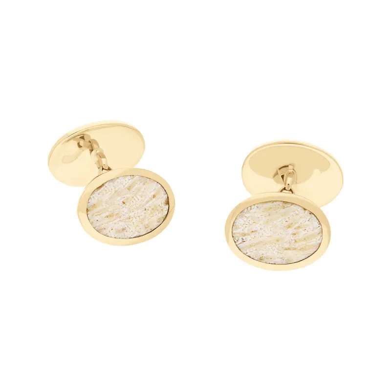 18ct Yellow Gold Coquina Larimar Four Stone Chain Cufflinks sold by Jura Watches