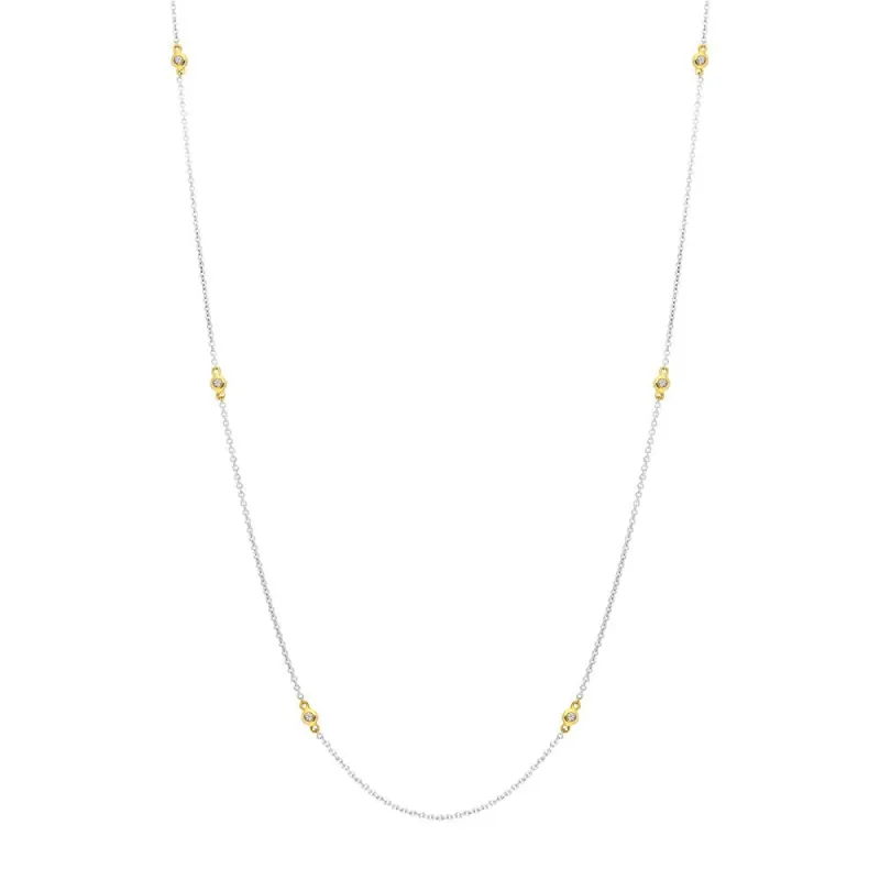 18ct White and Yellow Gold Diamond Long Necklet D sold by Jura Watches