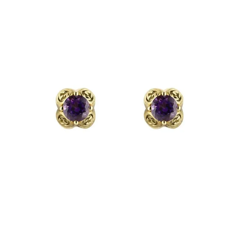 Gucci Interlocking G 18ct Yellow Gold Amethyst Stud Earrings D sold by Jura Watches