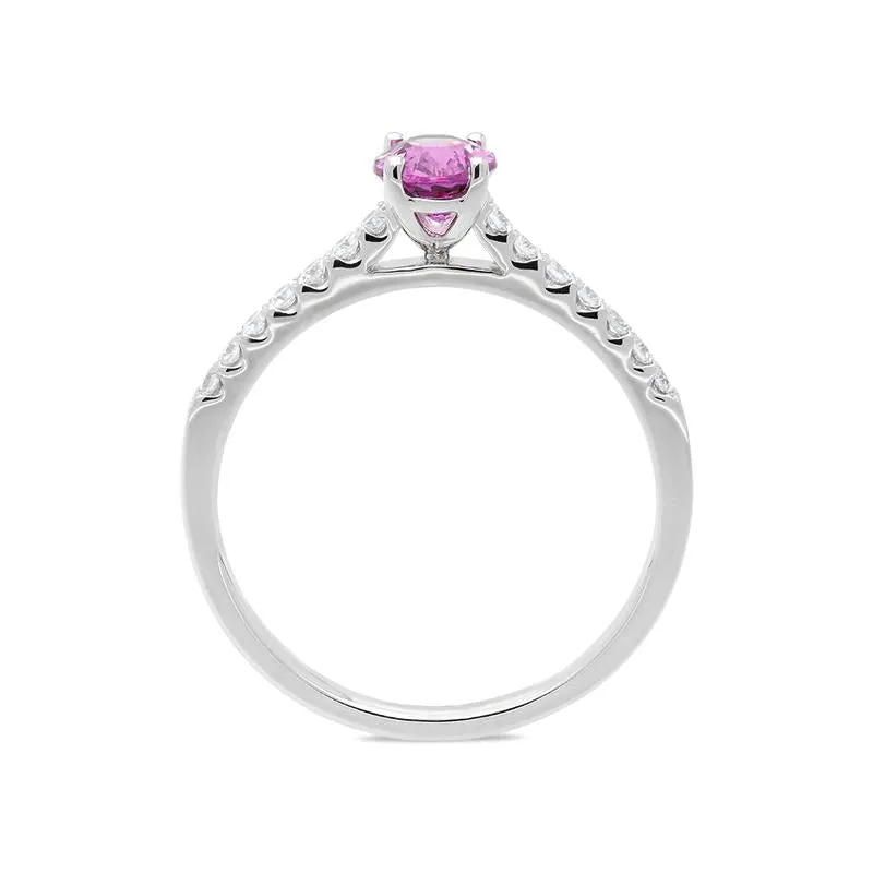 18ct White Gold Pink Sapphire Diamond Oval Ring D sold by Jura Watches product image thumbnail 2