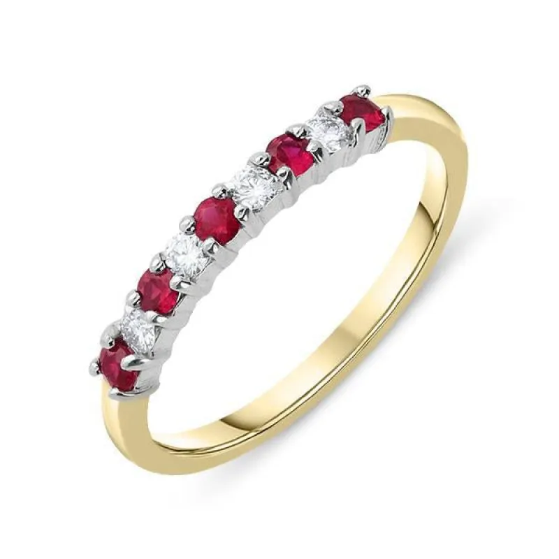 18ct Yellow Gold 0.20ct Ruby Diamond Half Eternity Ring sold by Jura Watches