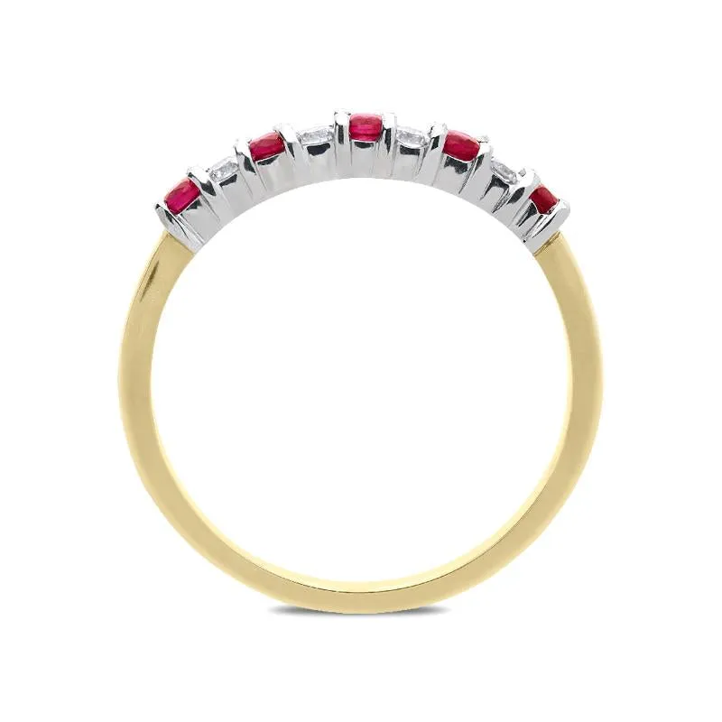 18ct Yellow Gold 0.20ct Ruby Diamond Half Eternity Ring sold by Jura Watches product image thumbnail 2