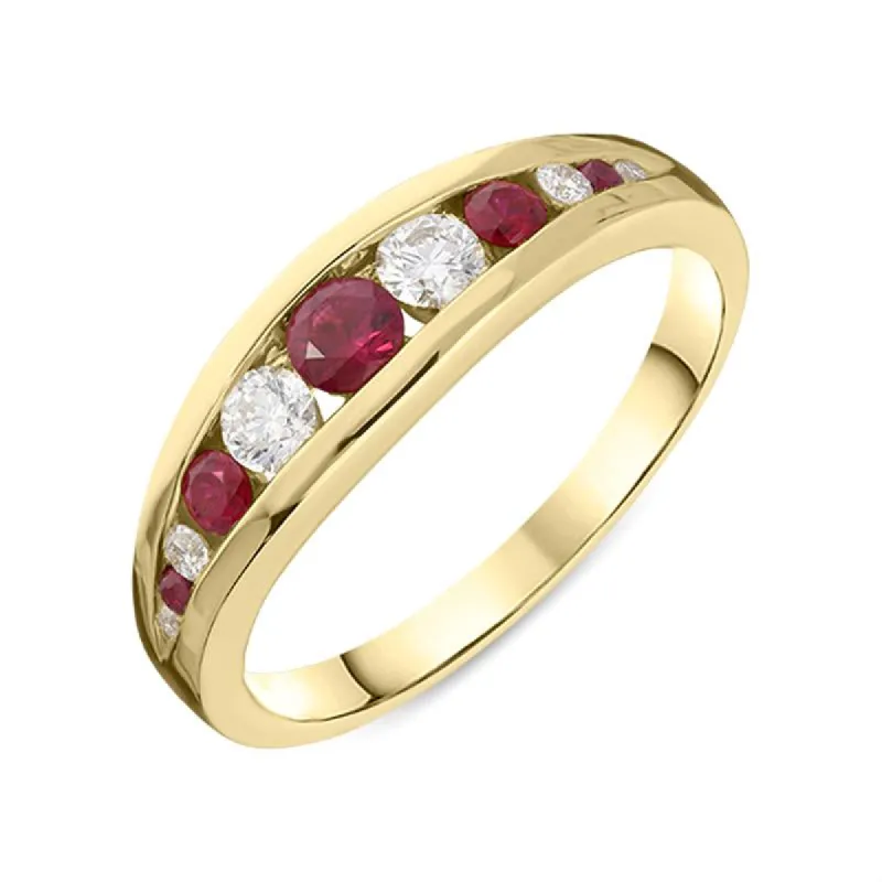 18ct Yellow Gold 0.33ct Ruby Diamond Graduating Half Eternity Ring sold by Jura Watches