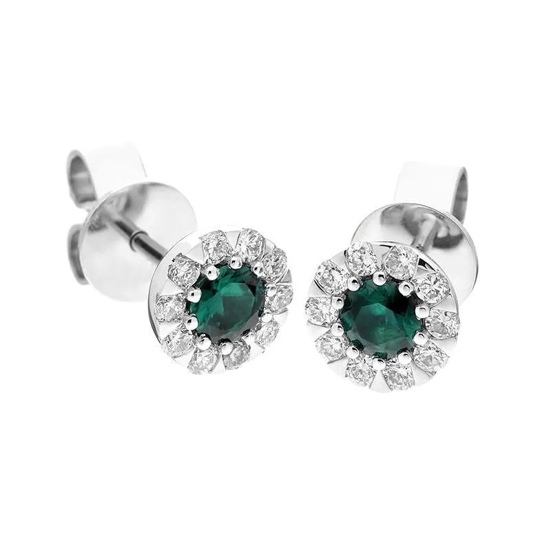 18ct White Gold Emerald Diamond Cluster Stud Earrings sold by Jura Watches product image thumbnail 2