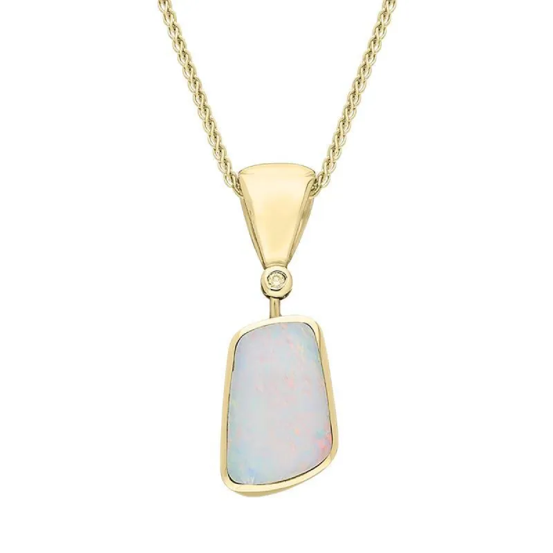 18ct Yellow Gold Opal Diamond Oblong Necklace D made by Jura Watches