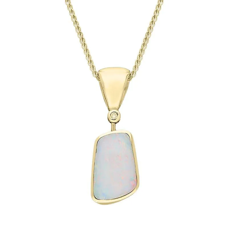18ct Yellow Gold Opal Diamond Oblong Necklace D sold by Jura Watches