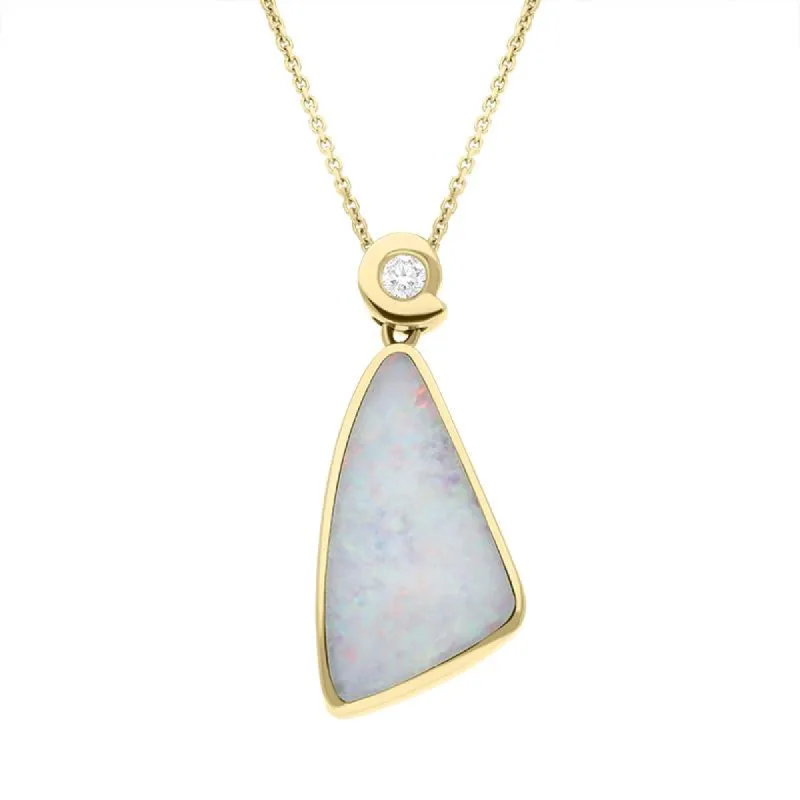 18ct Yellow Gold Opal 0.10ct Diamond Bail Unique Necklace D sold by Jura Watches