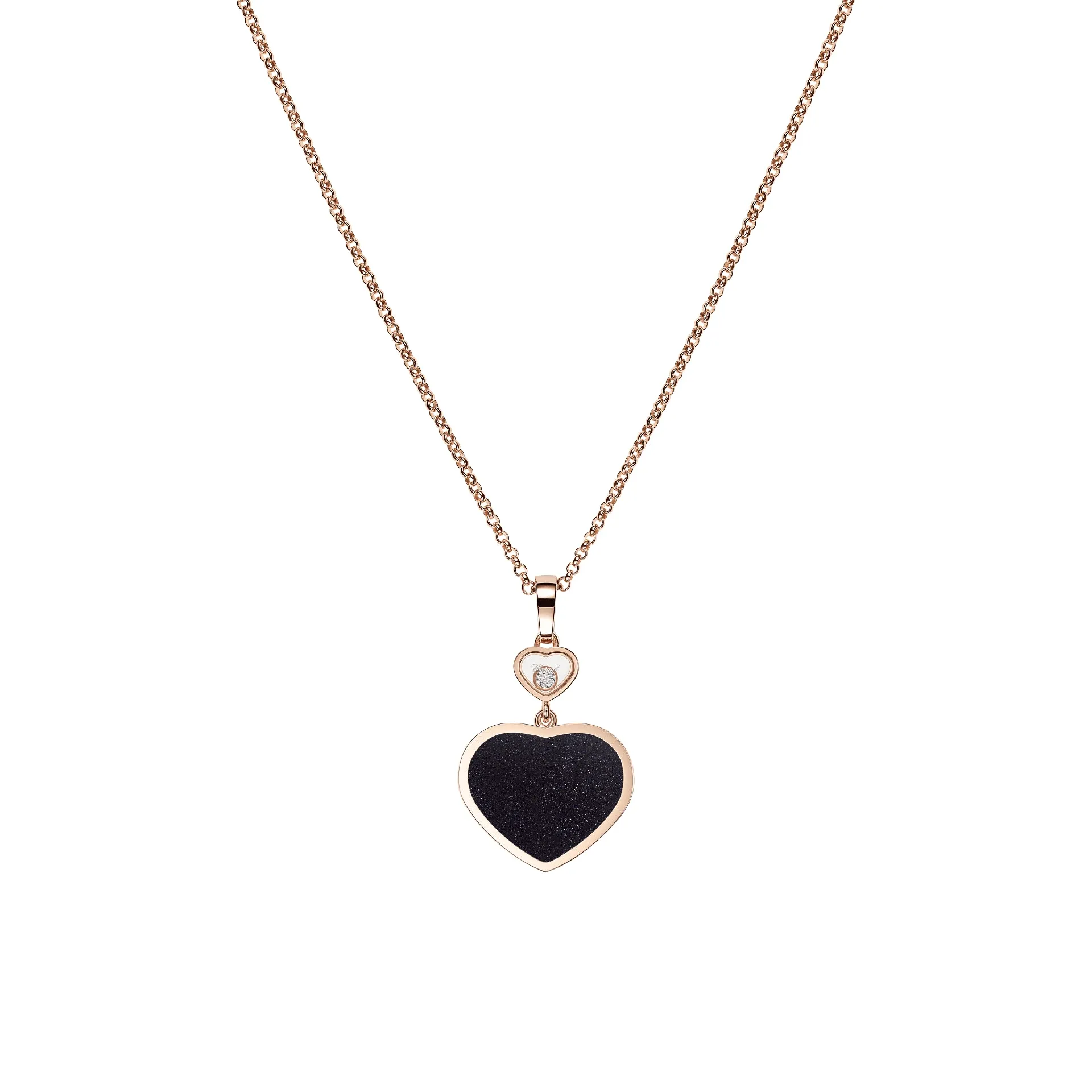 Chopard Happy Hearts 18ct Rose Gold 0.05ct Diamond Aventurine Necklace sold by Jura Watches