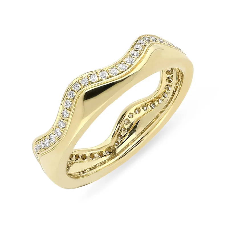 18ct Yellow Gold 0.24ct Diamond Wave Stacking Ring sold by Jura Watches