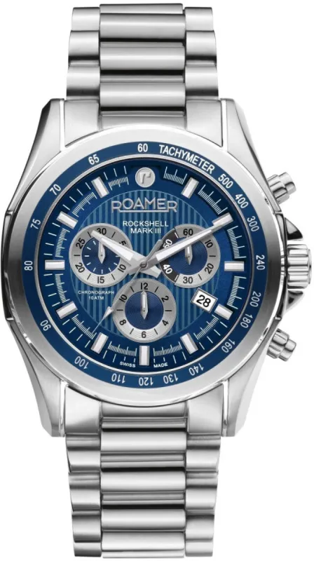 Roamer Rockshell Mark III Chrono Blue Watch sold by Jura Watches