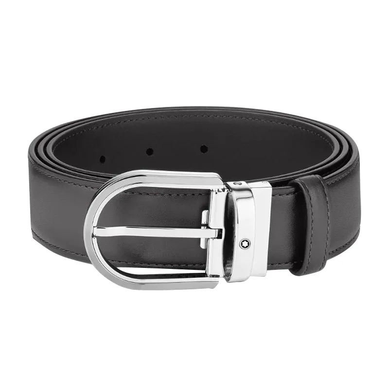 Montblanc Horseshoe Buckle 35mm Leather Belt Grey sold by Jura Watches