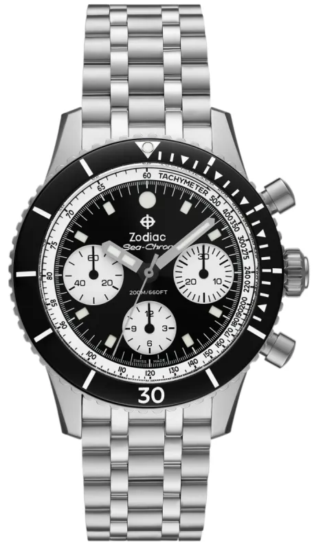 Zodiac Sea-Chron Black Watch sold by Jura Watches
