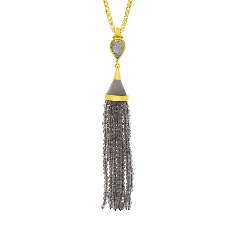 Gold Plated Sterling Silver Labradorite Cascade Tassel Necklace D sold by Jura Watches