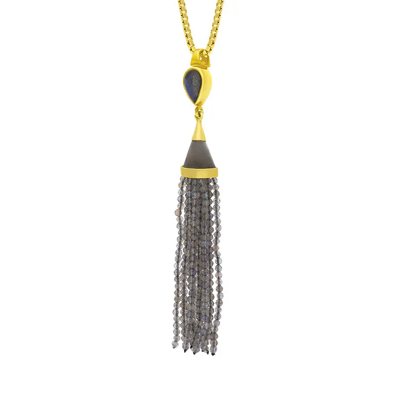 Gold Plated Sterling Silver Labradorite Cascade Tassel Necklace D sold by Jura Watches product image thumbnail 2
