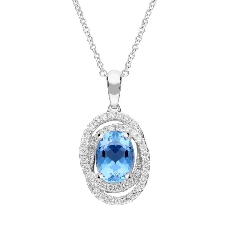 18ct White Gold 1.07ct Aquamarine 0.25ct Diamond Spiral Necklace sold by Jura Watches