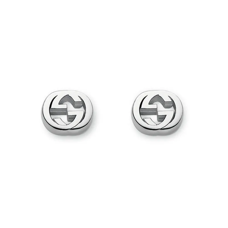Gucci Interlocking Motif Sterling Silver Rhodium Plated Stud Earrings sold by Jura Watches