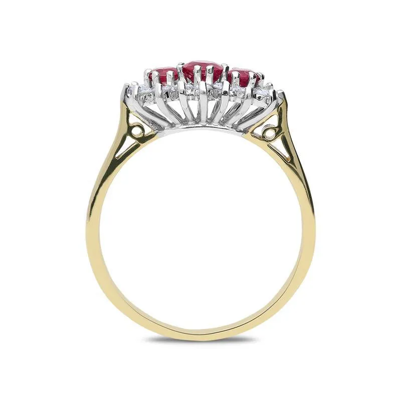 18ct Yellow Gold Ruby and Diamond Vintage Cluster Ring sold by Jura Watches product image thumbnail 2