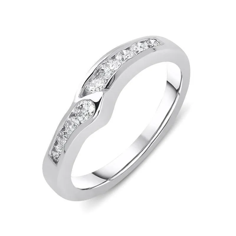 18ct White Gold 0.33ct Diamond Wishbone Wedding Ring D sold by Jura Watches