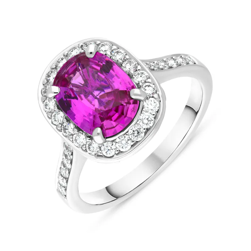18ct White Gold 2.34ct Pink Sapphire and Diamond Ring D sold by Jura Watches